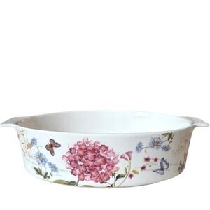 Park Chateau Floral Butterflies Oval Casserole Dish